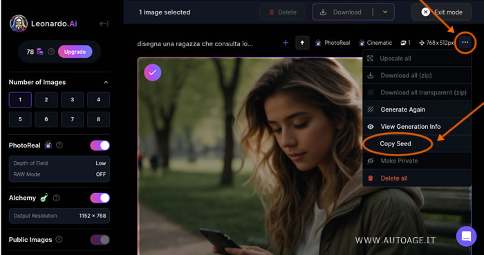 la copia del numero di seed 