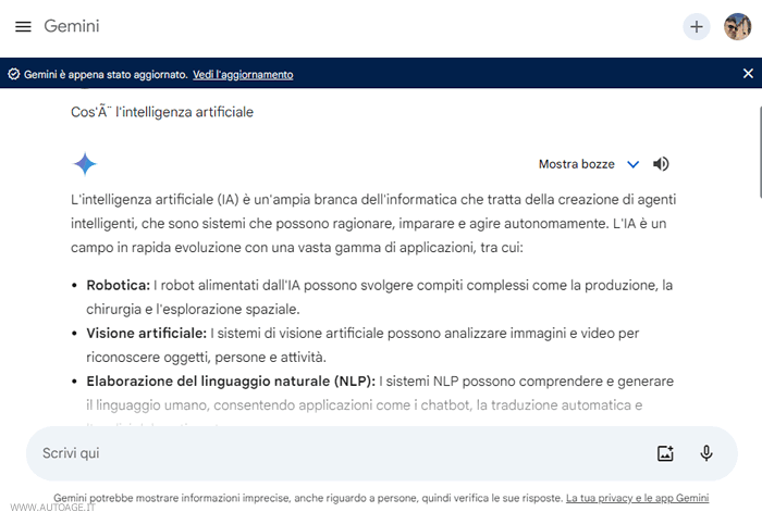 la risposta su Gemini
