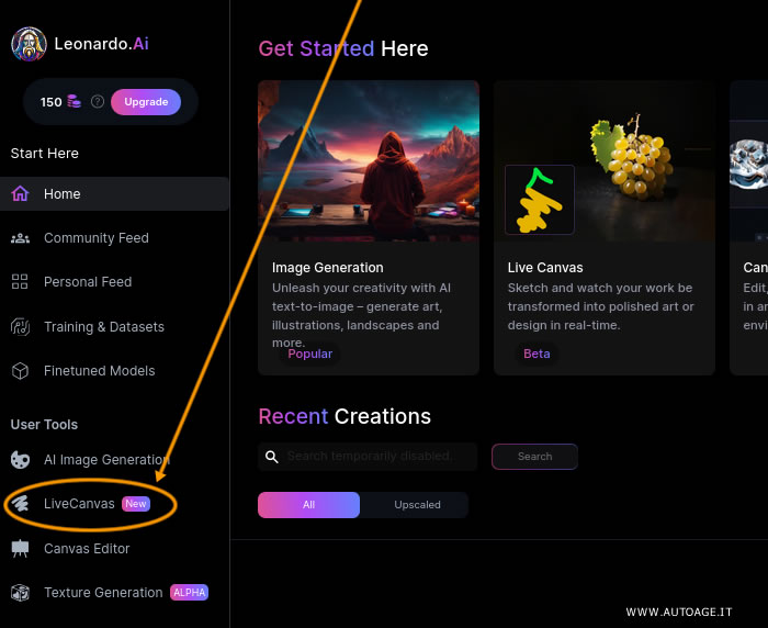 La funzione Live Canvas