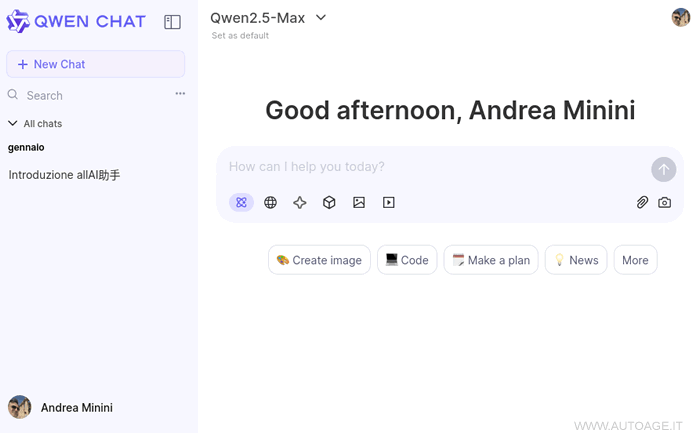 l'interfaccia di Qwen Chat